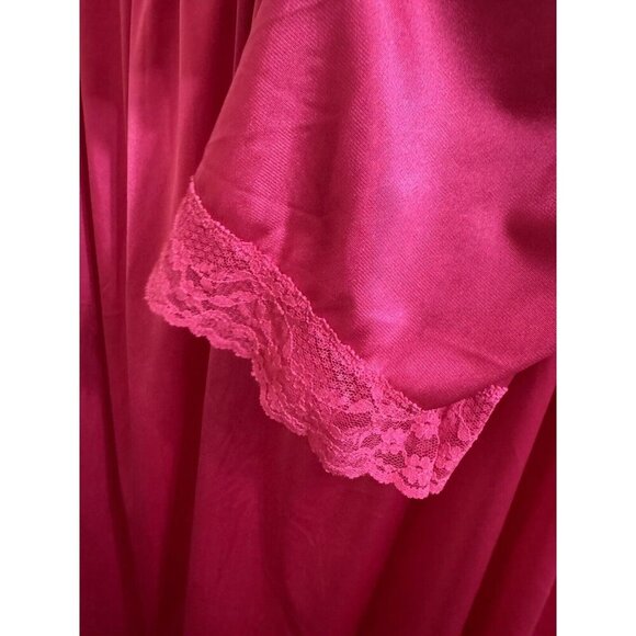 Vintage Vandemere Pink Lacy Housecoat Nightgown Robe Large Silky Liquid Mid - Picture 4 of 9